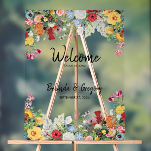 Floral Garden Flowers Wedding Welcome Sign