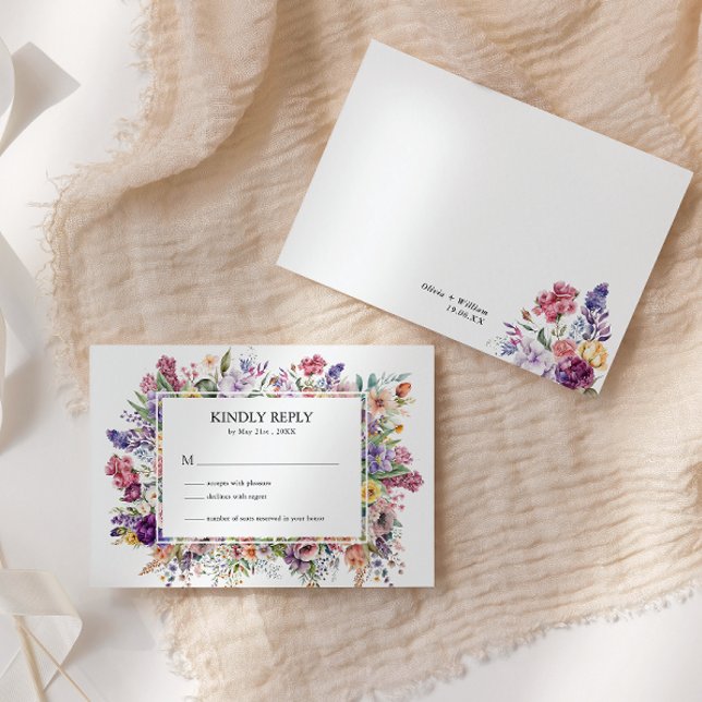 Floral Garden Frame RSVP Wedding Enclosure Card (Creator Uploaded)