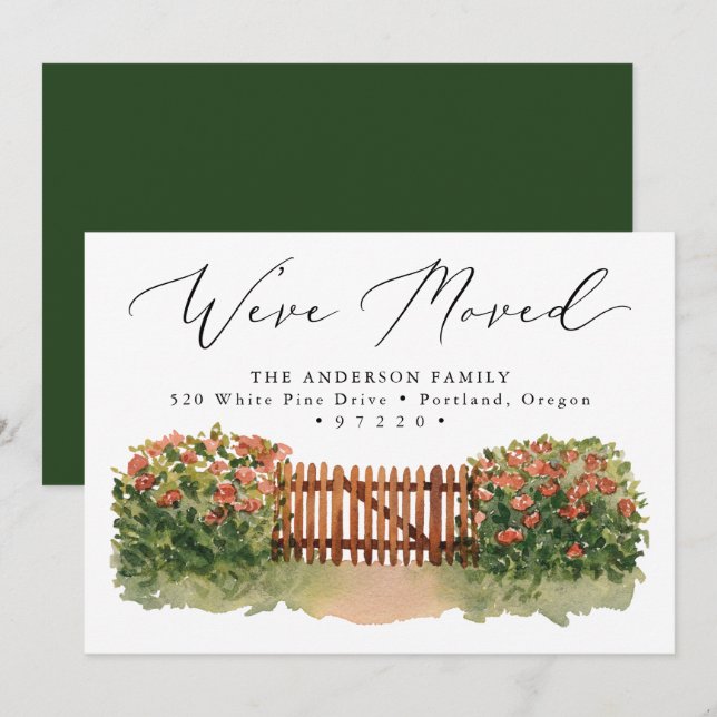 Floral Garden Gate Moving Announcement (Front/Back)