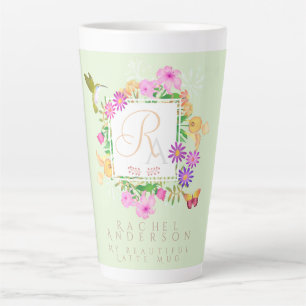 Floral Garden Green Latte Latte Mug