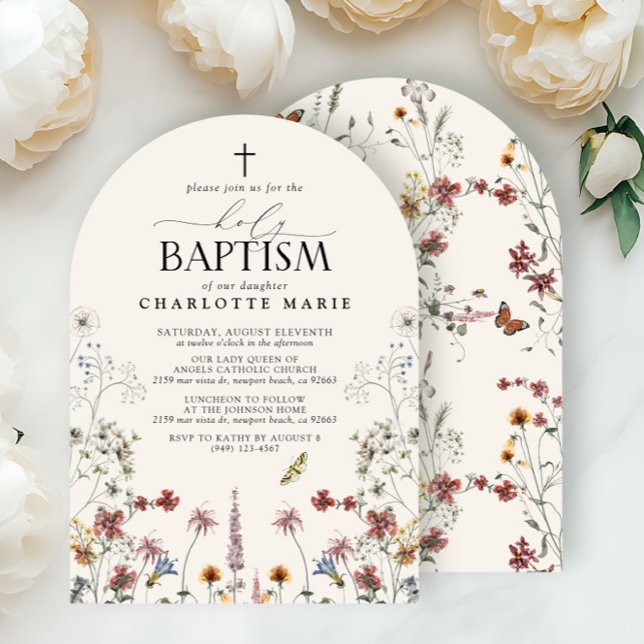 Floral Garden Holy Baptism Watercolor Wildflower Invitation (Creator Uploaded)