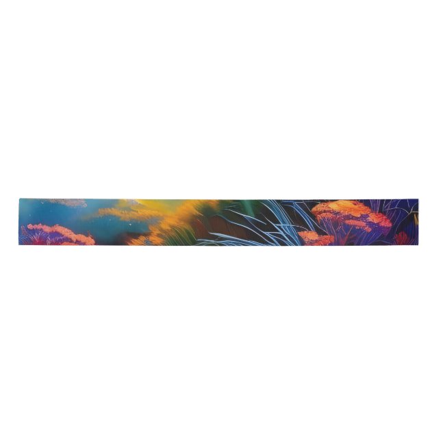 Floral garden in morning sunlight satin ribbon (Front)