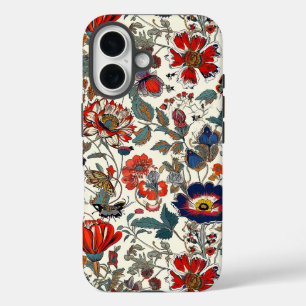 Floral Garden in Reds and Dark Blues Phone Case