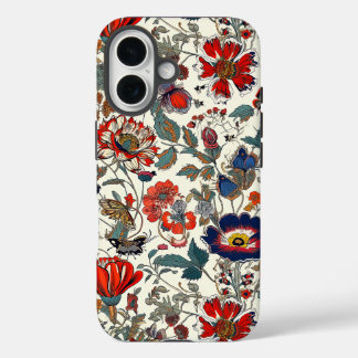 Floral Garden in Reds and Dark Blues Phone Case
