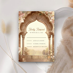 Floral Garden Indian Palace Arch Wedding RSVP Card