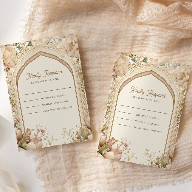 Floral Garden Indian Palace Wedding RSVP Card (Creator Uploaded)