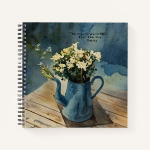 Floral Garden Jug Goethe Quote Blue Journal