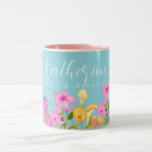 Floral Garden Light Teal Two-Tone Coffee Mug