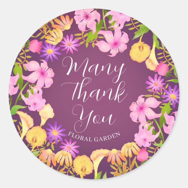 Floral Garden M Classic Round Sticker (Front)