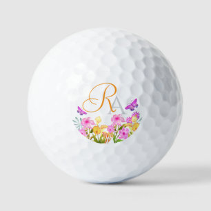 Floral Garden Monogram Golf Balls