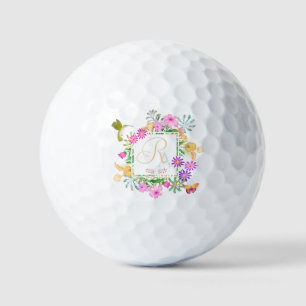 Floral Garden Monogram White Golf Balls