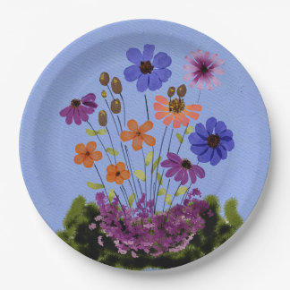 Floral garden paper plate