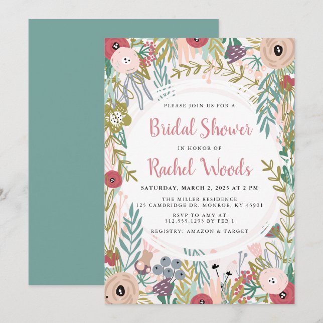 Floral Garden Party Bridal Shower Invitation (Front/Back)