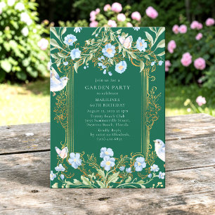 Floral Garden party Gold Frame 60th Birthday Invitation