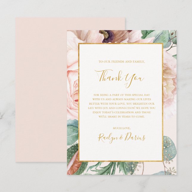 Floral Garden | Pastel Thank You Reception Card (Front/Back)