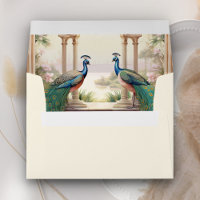 Floral Garden Peacocks Cream Indian Wedding