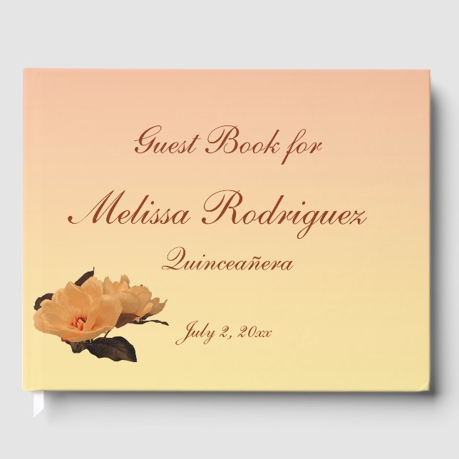 Floral Garden Peony Flowers Quinceanera Guest Book (Front)