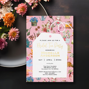 Floral Garden Pink Tea Party Bridal Shower Gold