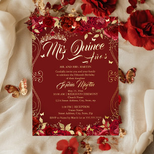Floral Garden Scroll Ruby Mis Quince Quinceanera