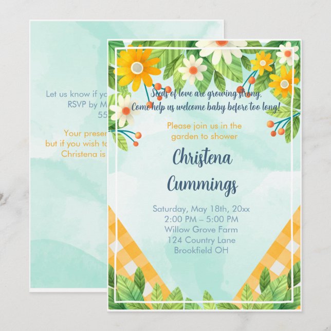 Floral Garden Seeds of Love Baby Shower Invitation (Front/Back)