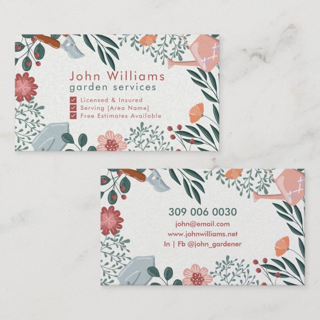 Floral Garden Services Business Card (Front/Back)