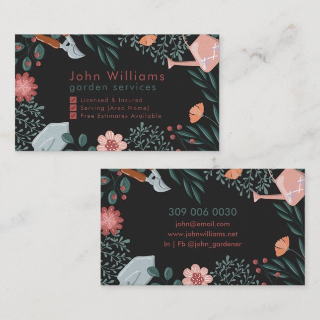Floral Garden Services Business Card (Front/Back)