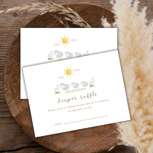 Floral Garden Sheep Diaper Raffle Baby Shower Enclosure Card