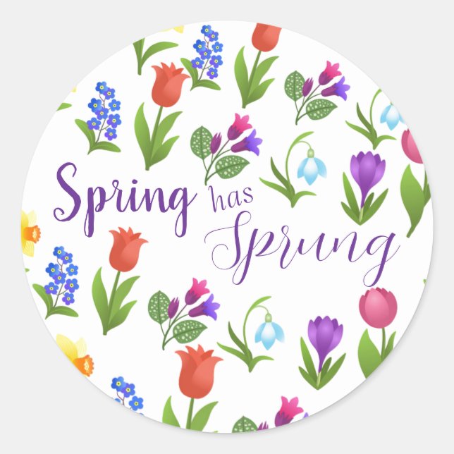 Floral Garden Spring Has Sprung  Classic Round Sticker (Front)