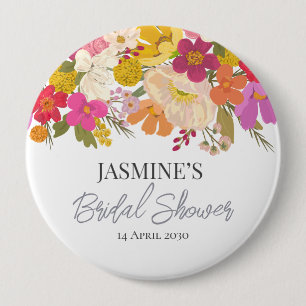 Floral Garden Summer Bridal Shower 10 Cm Round Badge