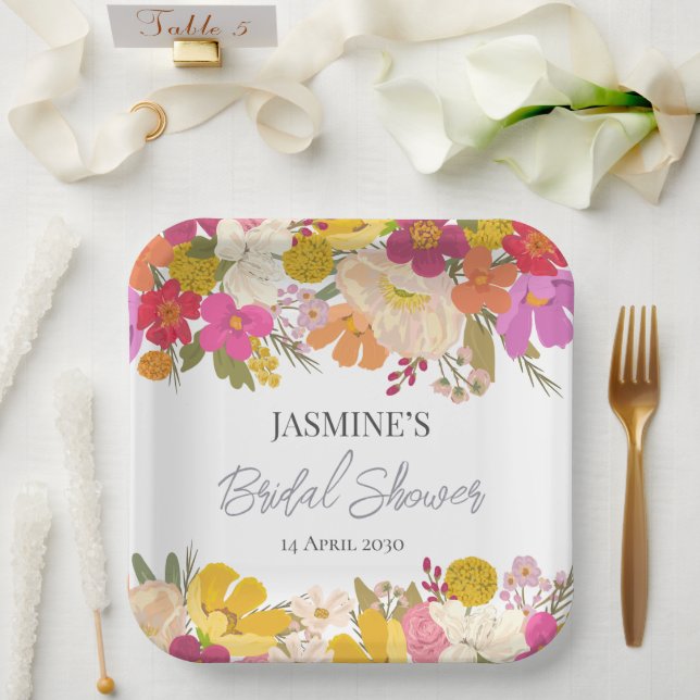  Floral Garden Summer Bridal Shower    Paper Plate (Wedding)