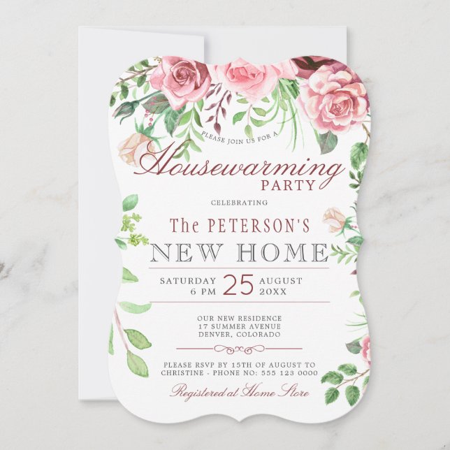 Floral Garden Summer Housewarming Party Invitation (Front)