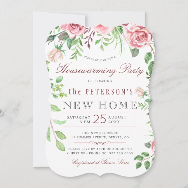 Floral Garden Summer Housewarming Party Invitation (Front)