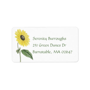 Floral Garden Summer Yellow Sunflower Label