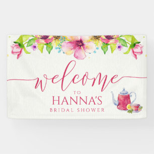 Floral Garden Tea Party Bridal Shower Banner