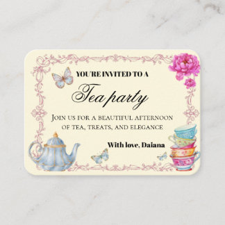 Floral Garden Tea Party Invitation Template 