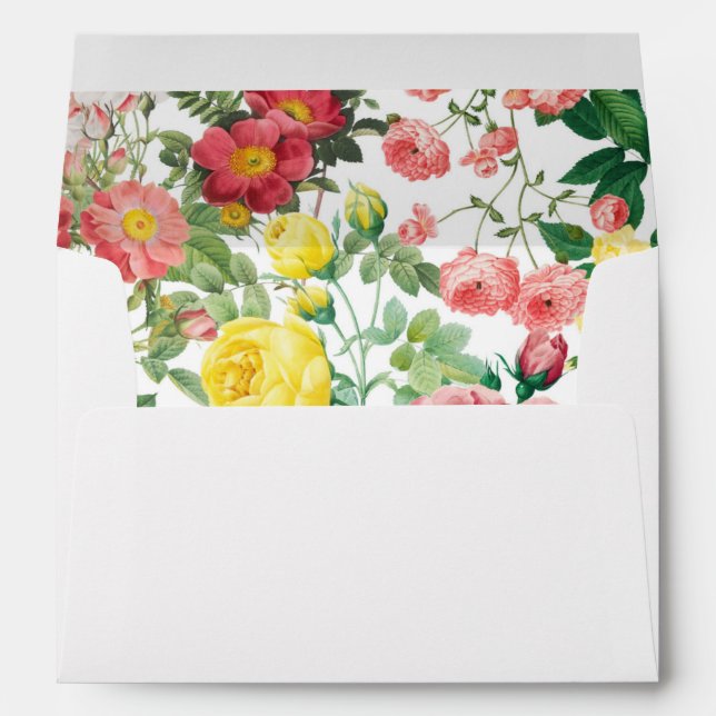 Floral Garden, Watercolor 5x7 Wedding Invitation Envelope (Back (Bottom))