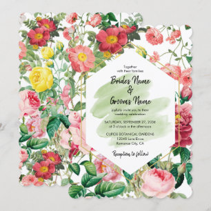 Floral Garden, Watercolor & Geometric Wedding Invi Invitation