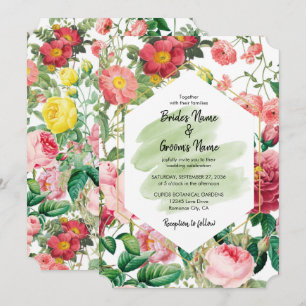 Floral Garden, Watercolor & Geometric Wedding Invitation