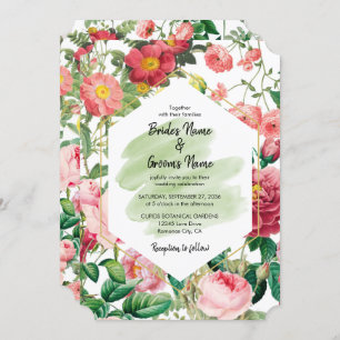 Floral Garden, Watercolor & Geometric Wedding Invitation