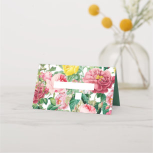 Floral Garden, Watercolor & Geometric Wedding Place Card