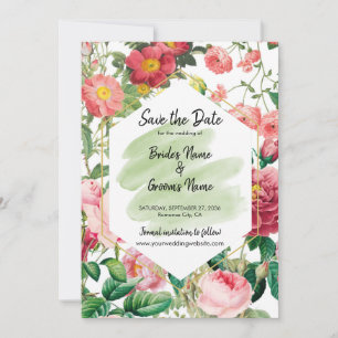 Floral Garden, Watercolor & Geometric Wedding Save Save The Date