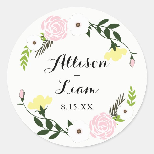 Floral Garden Wedding Sticker (Front)