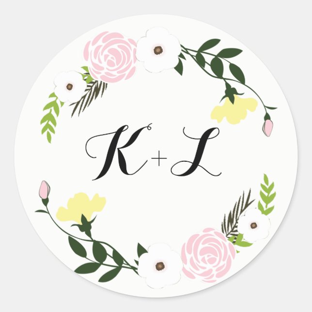 Floral Garden Wedding Sticker (Front)