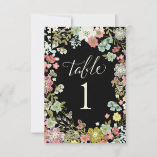 Floral Garden Wedding Table Number Cards