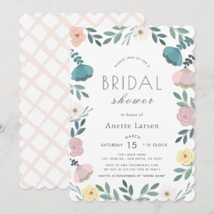 Floral Garden White Bridal Shower Invitation