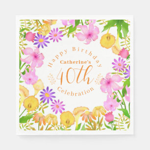 Floral Garden White Napkin
