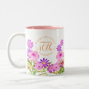 Floral Garden White Two-Tone Coffee Mug