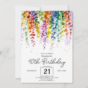 Floral Garden Wildflowers 40th birthday Invitation