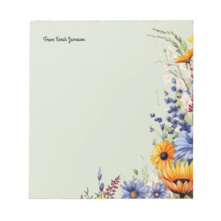 Floral Garden Wildflowers Personalised  Notepad