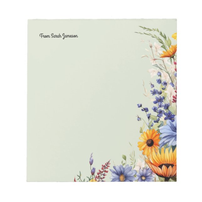 Floral Garden Wildflowers Personalised  Notepad (Front)